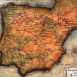 LEATHER TAPESTRY ROMAN SPAIN MAP
