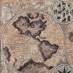 REPOSTERO 78x88 MAPA MUNDO ESFERAS