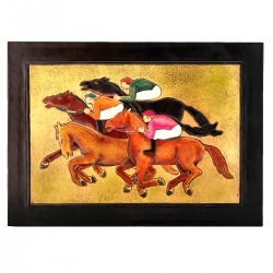 LEATHER PAINTING HORSE RACE