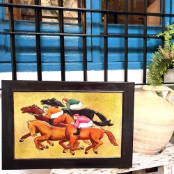LEATHER PAINTING HORSE RACE