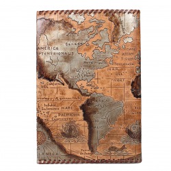CUADERNO EN PIEL MAPAMUNDO A4