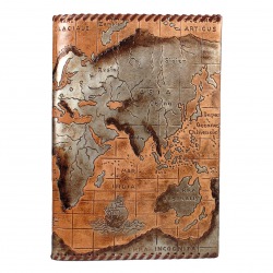 CUADERNO EN PIEL MAPAMUNDO A4